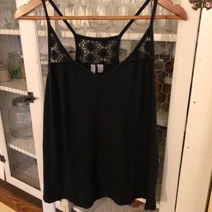 Black tank with lacy trim